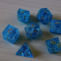 Blue Lightning Glass Cracked Glass (And Box) Dice Set
