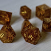 Gold Honey Lightning Glass Cracked Glass (And Box) Polyhedral Dice Set