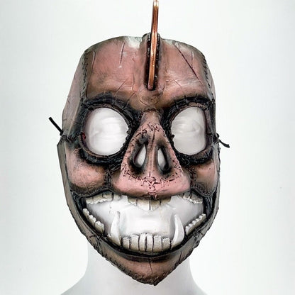 Demented Piggy Bank - Genuine Leather Mask - Real Copper Penny  - Handmade Full Face Cover for Halloween or Performance Costume