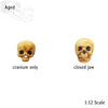 Human skulls with Flat Back, 1:12 scale human craniums for horror dioramas, terrariums, dollhouse, arts and crafts accessories (5 skulls)