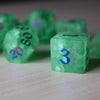 Green Mint Inked Lightning Glass Cracked Glass (And Box) Polyhedral Dice Set