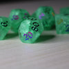 Green Mint Inked Lightning Glass Cracked Glass (And Box) Polyhedral Dice Set