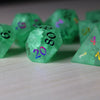 Green Mint Inked Lightning Glass Cracked Glass (And Box) Polyhedral Dice Set