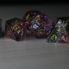 Dark Nox Forge Fire Glass (And Box) Polyhedral Dice DND Set