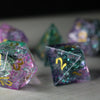 Moon Gate Forge Fire Glass Purple (And Box) Polyhedral Dice DND Set