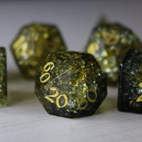 Dark Sun Forge Fire Glass Green And Yellow (And Box) Polyhedral Dice Set