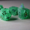 Green Mint Inked Lightning Glass Cracked Glass (And Box) Polyhedral Dice Set