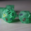 Green Mint Inked Lightning Glass Cracked Glass (And Box) Polyhedral Dice Set