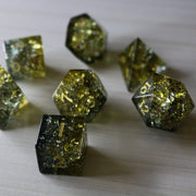 Dark Sun Forge Fire Glass Green And Yellow (And Box) Polyhedral Dice Set