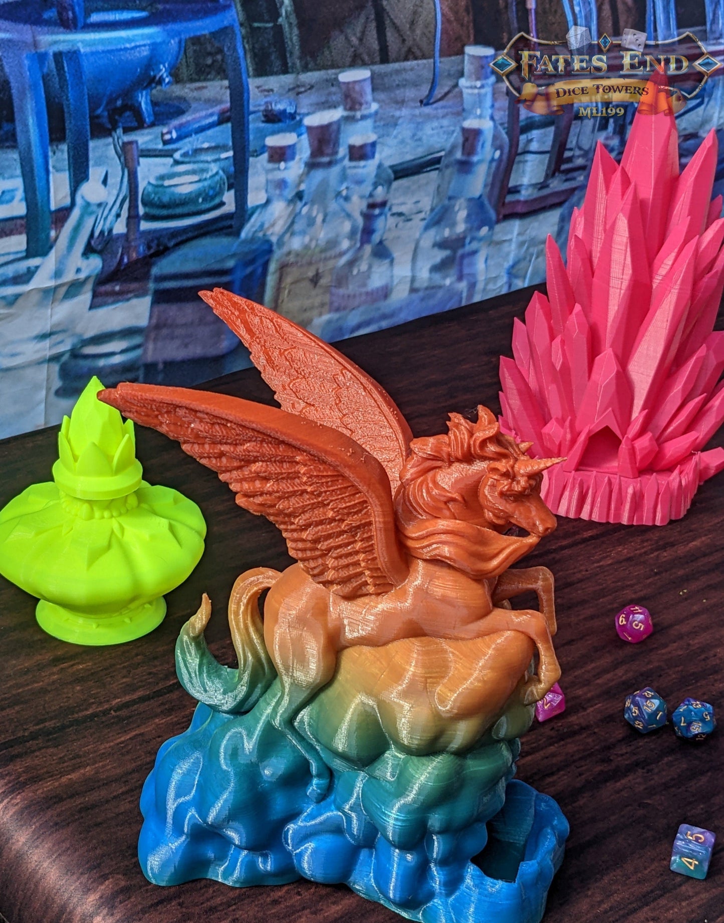 Alicorn & Unicorn 3D Printed Dice Tower