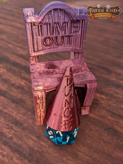 Time Out Chair & Dunce Cap 3D Printed Dice Jail