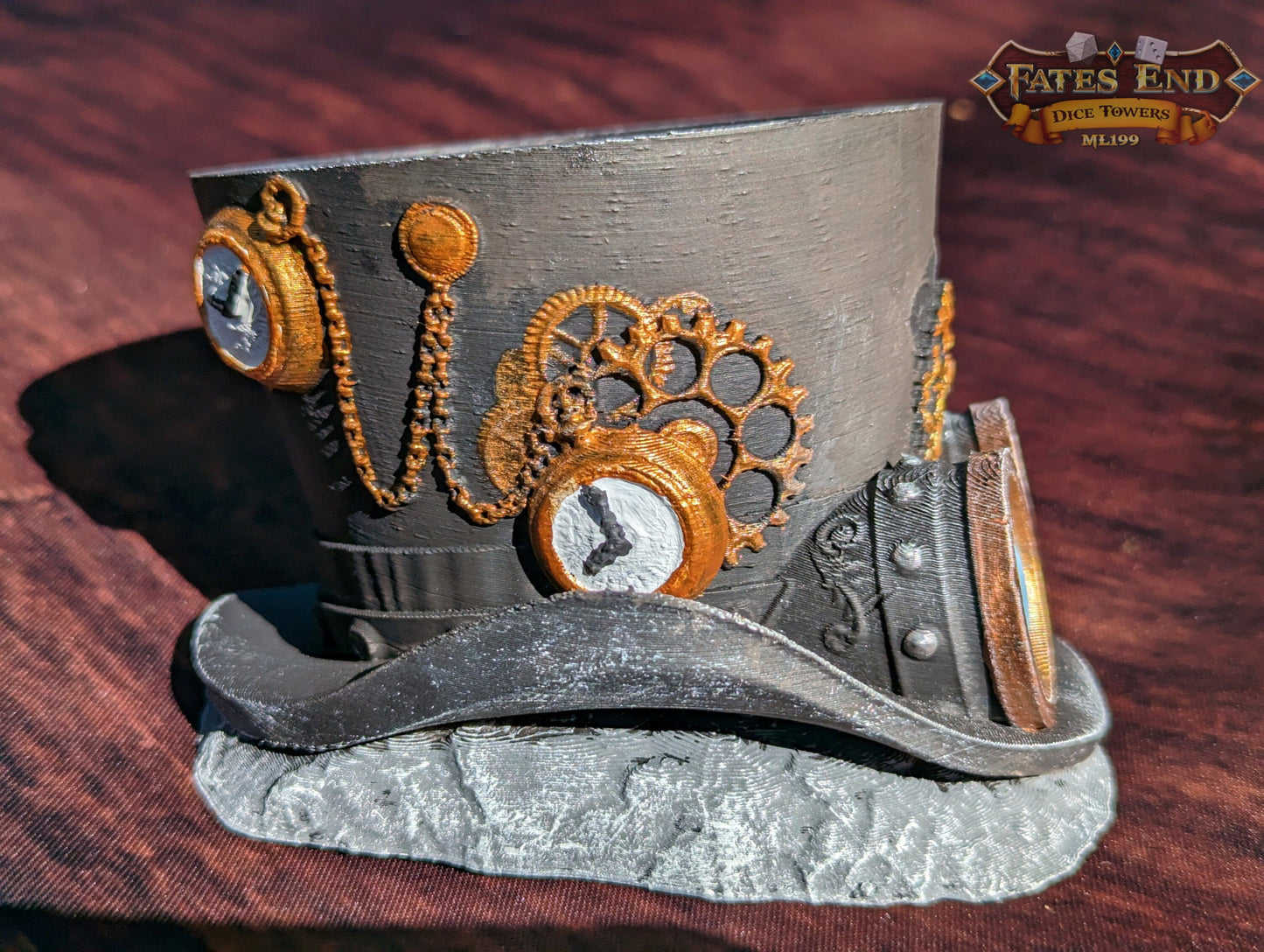 Steampunk Clock Hat 3D Printed Dice Vault