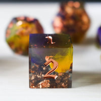 Purple And Gold Handmade Resin Dice Set