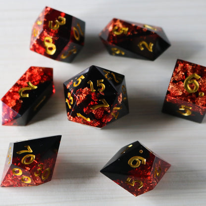 Dark Blood Handmade Resin Dice Set – 7-Piece Polyhedral RPG Dice