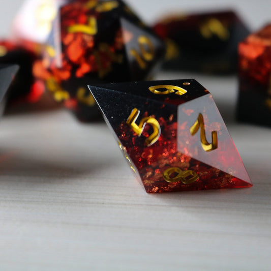 Dark Blood Handmade Resin Dice Set – 7-Piece Polyhedral RPG Dice