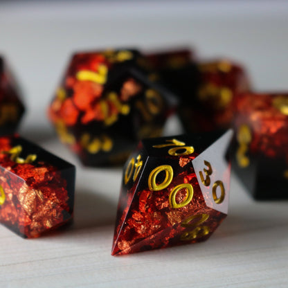 Dark Blood Handmade Resin Dice Set – 7-Piece Polyhedral RPG Dice