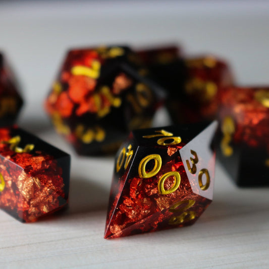 Dark Blood Handmade Resin Dice Set – 7-Piece Polyhedral RPG Dice
