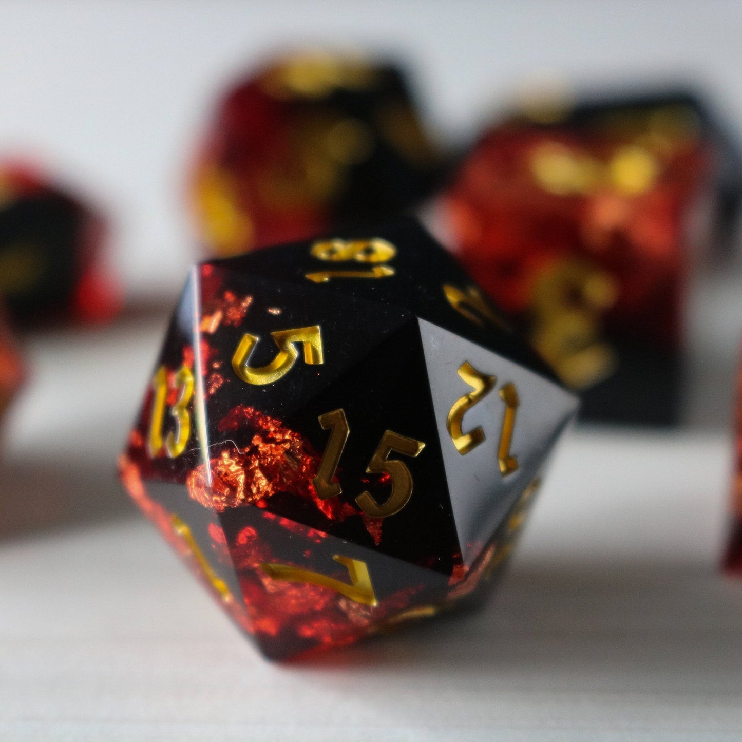 Dark Blood Handmade Resin Dice Set – 7-Piece Polyhedral RPG Dice