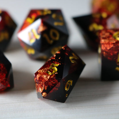 Dark Blood Handmade Resin Dice Set – 7-Piece Polyhedral RPG Dice