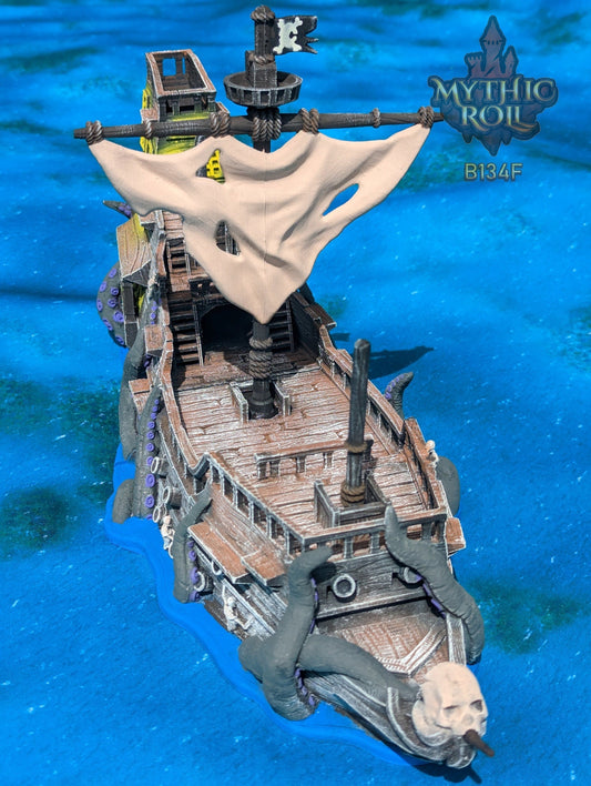 Ghost Pirate Ship Dice Tower | 3D Printed with Dice Jail & Tray