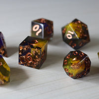 Purple And Gold Handmade Resin Dice Set