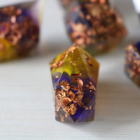 Purple And Gold Handmade Resin Dice Set