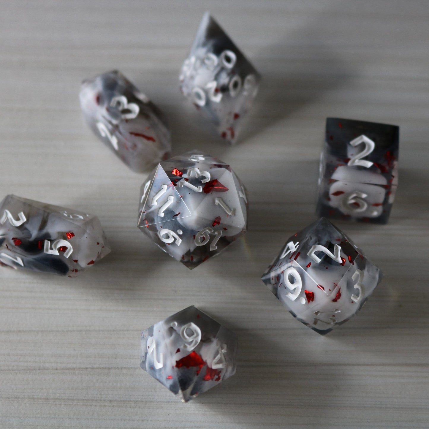 Smoke And Blood Handmade Resin Dice Set