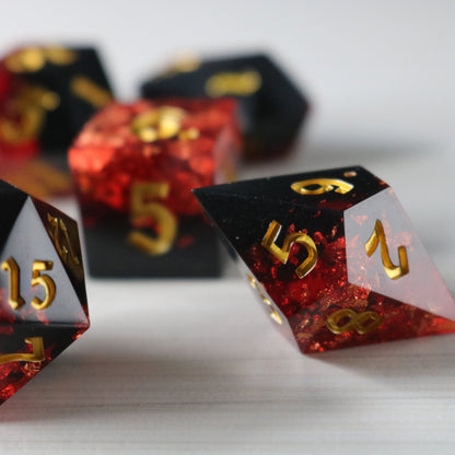 Dark Blood Handmade Resin Dice Set – 7-Piece Polyhedral RPG Dice