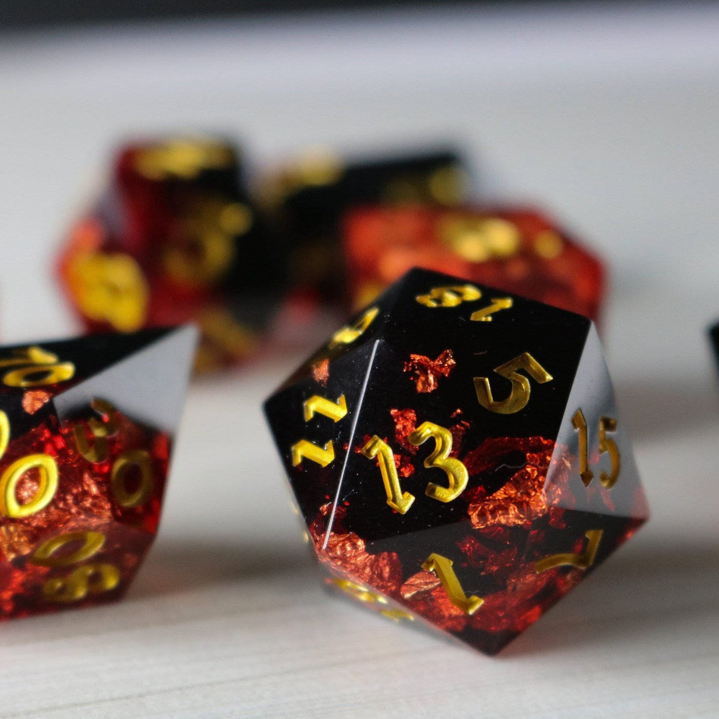 Dark Blood Handmade Resin Dice Set – 7-Piece Polyhedral RPG Dice