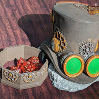 Steampunk-Trilby Clock Hat 3D Printed Dice Tower