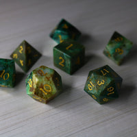 Gemstone Azurite Hand Carved Polyhedral Dice Set