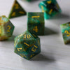 Gemstone Azurite Hand Carved Polyhedral Dice Set