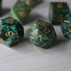 Gemstone Azurite Hand Carved Polyhedral Dice Set