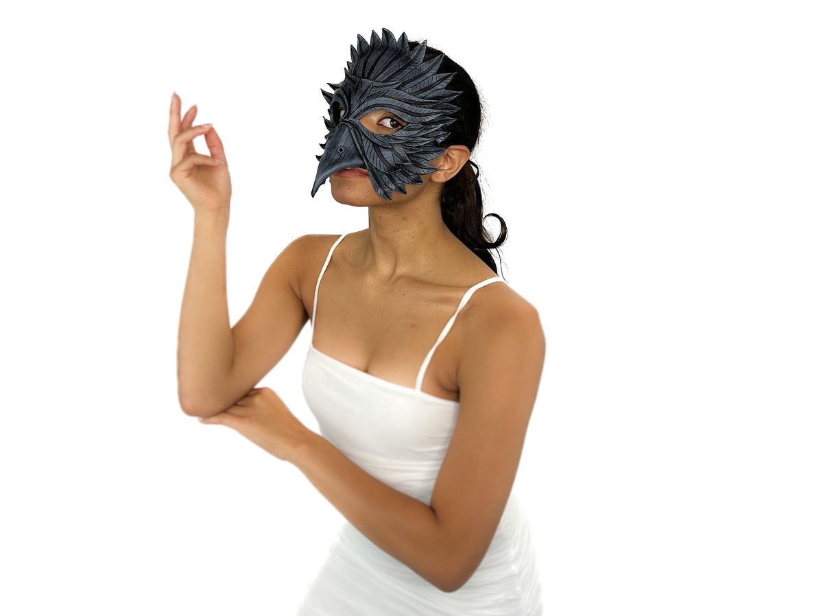 Black Raven Handmade Genuine Leather Mask