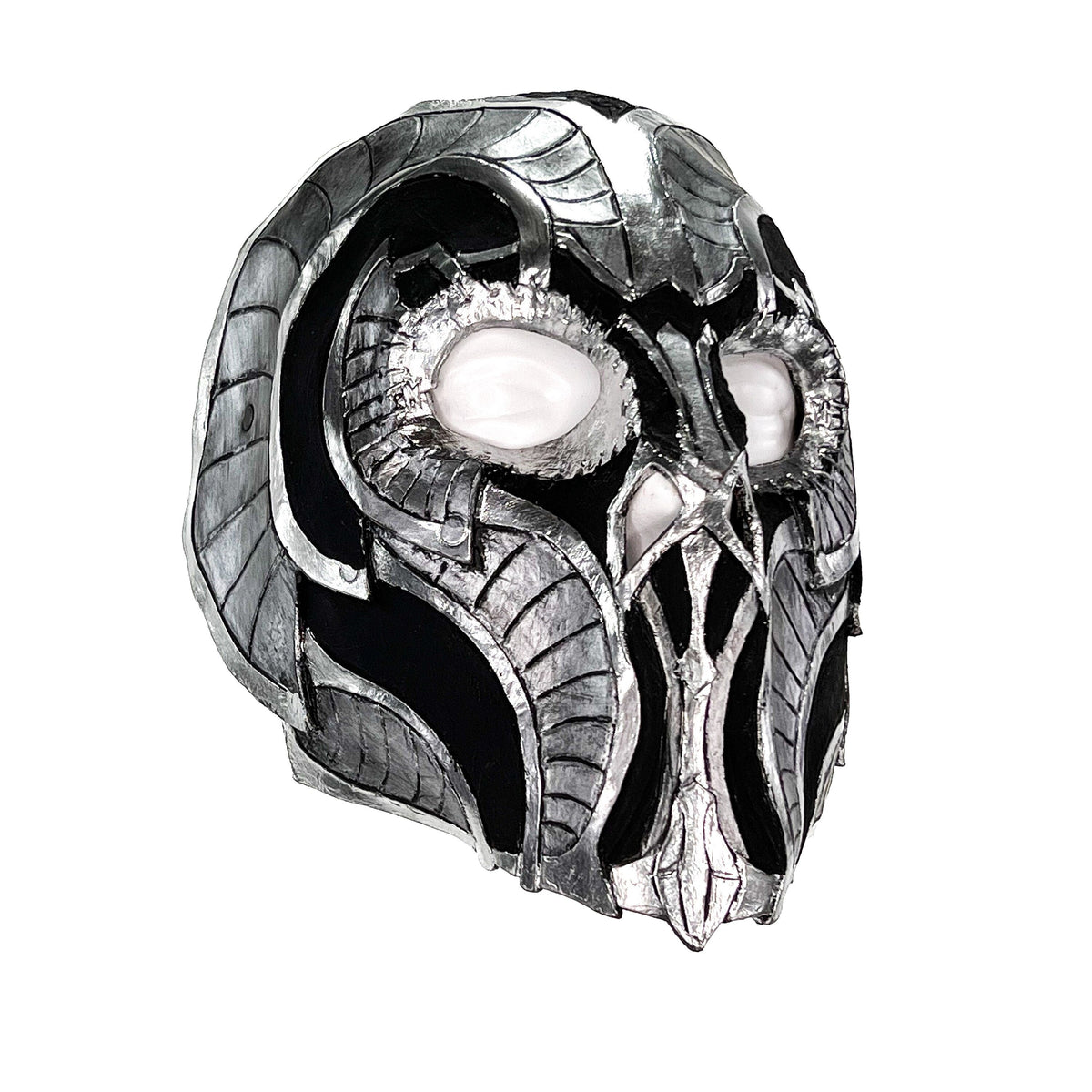 Battle Mask - Handmade Genuine Leather Mask in Silvers and Matte Black