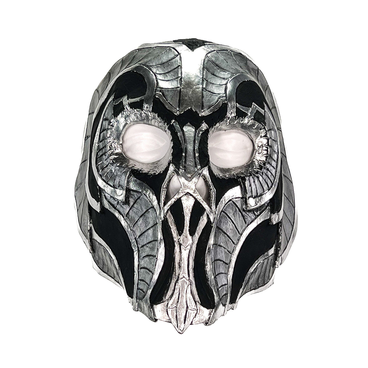 Battle Mask - Handmade Genuine Leather Mask in Silvers and Matte Black