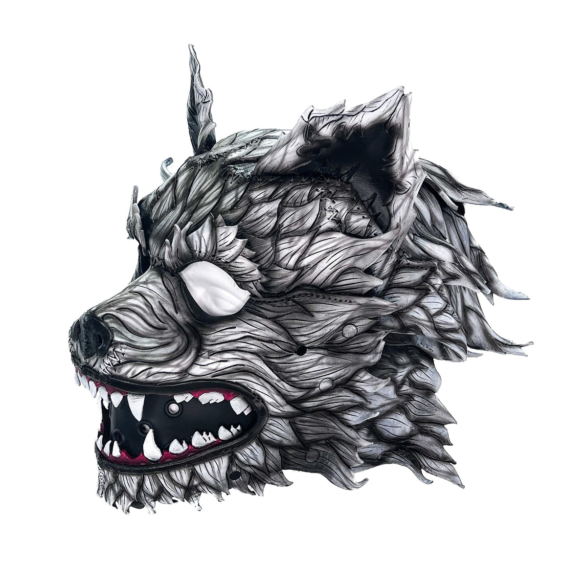 The Grey Lycan - Handmade Genuine Leather Helmet Mask