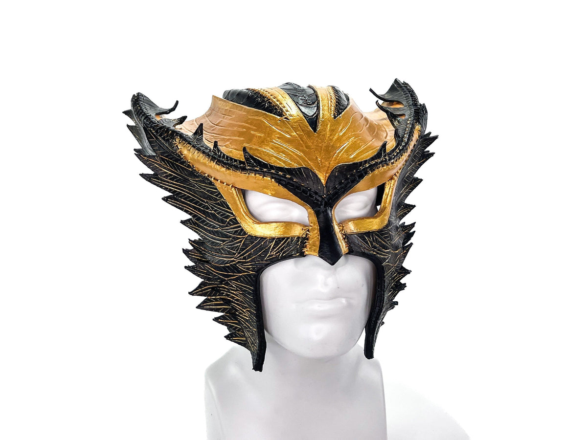 Winged Helmet Genuine Leather Mask