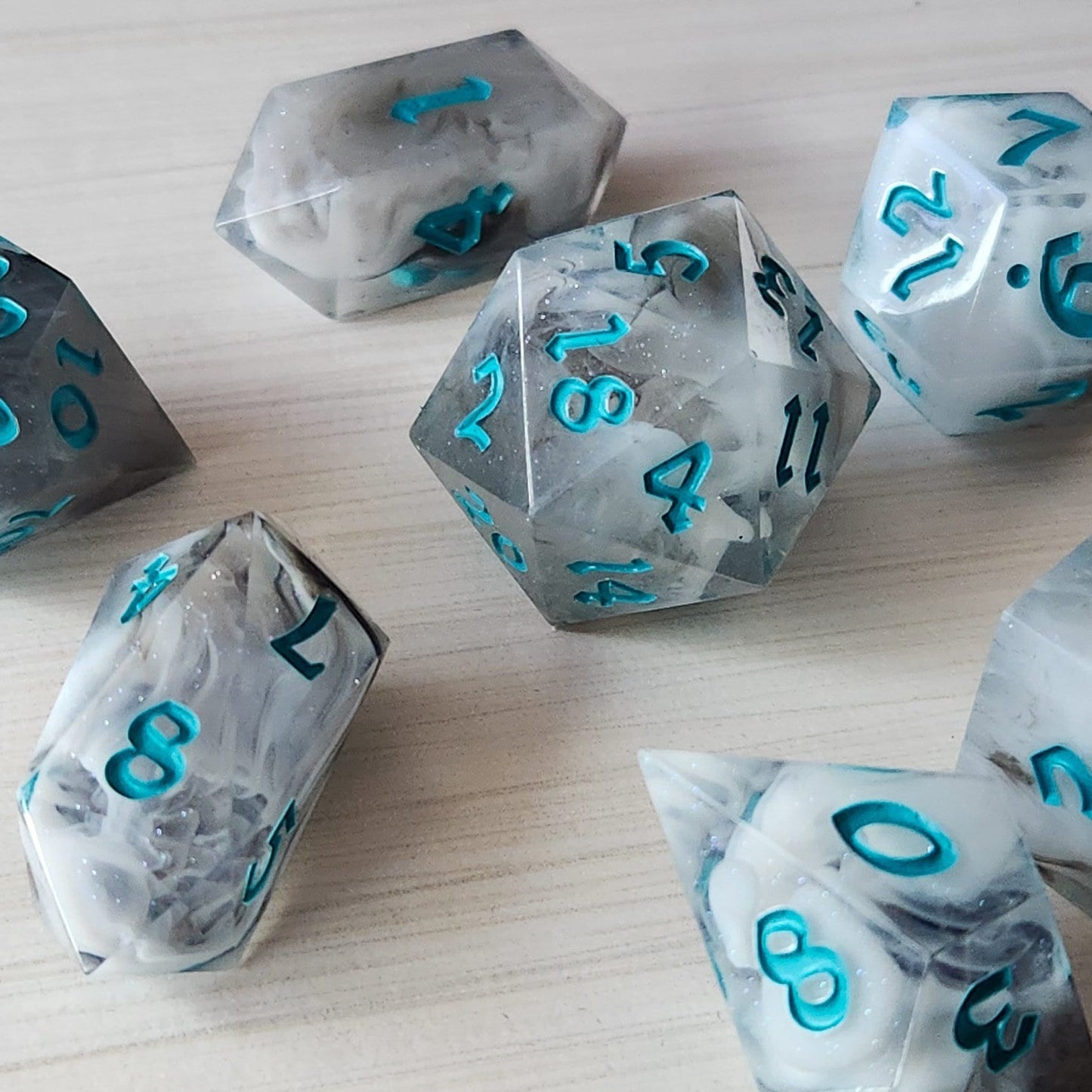 Blue Cloud Handmade Resin Dice Set