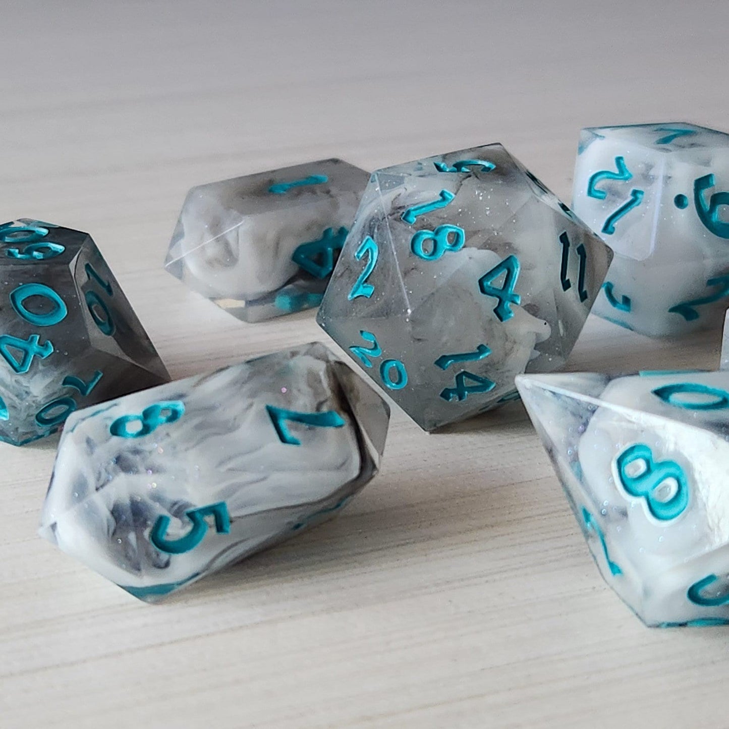 Blue Cloud Handmade Resin Dice Set