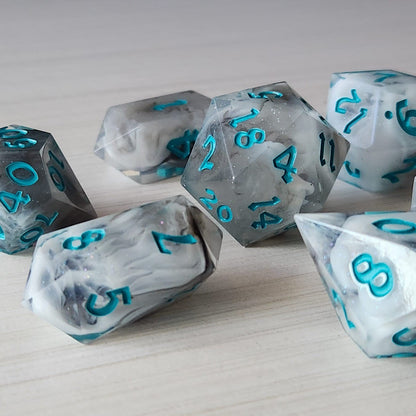 Blue Cloud Handmade Resin Dice Set
