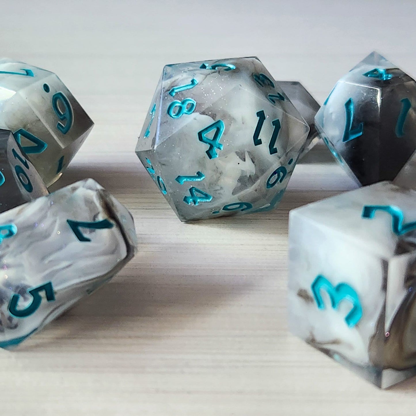 Blue Cloud Handmade Resin Dice Set