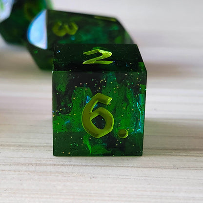 Nox Green Handmade Resin Dice Set