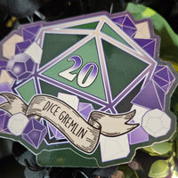 D20 Dice Gremlin - Glossy Sticker
