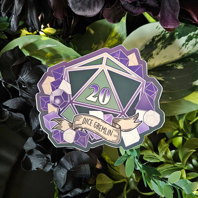 D20 Dice Gremlin - Matte Sticker