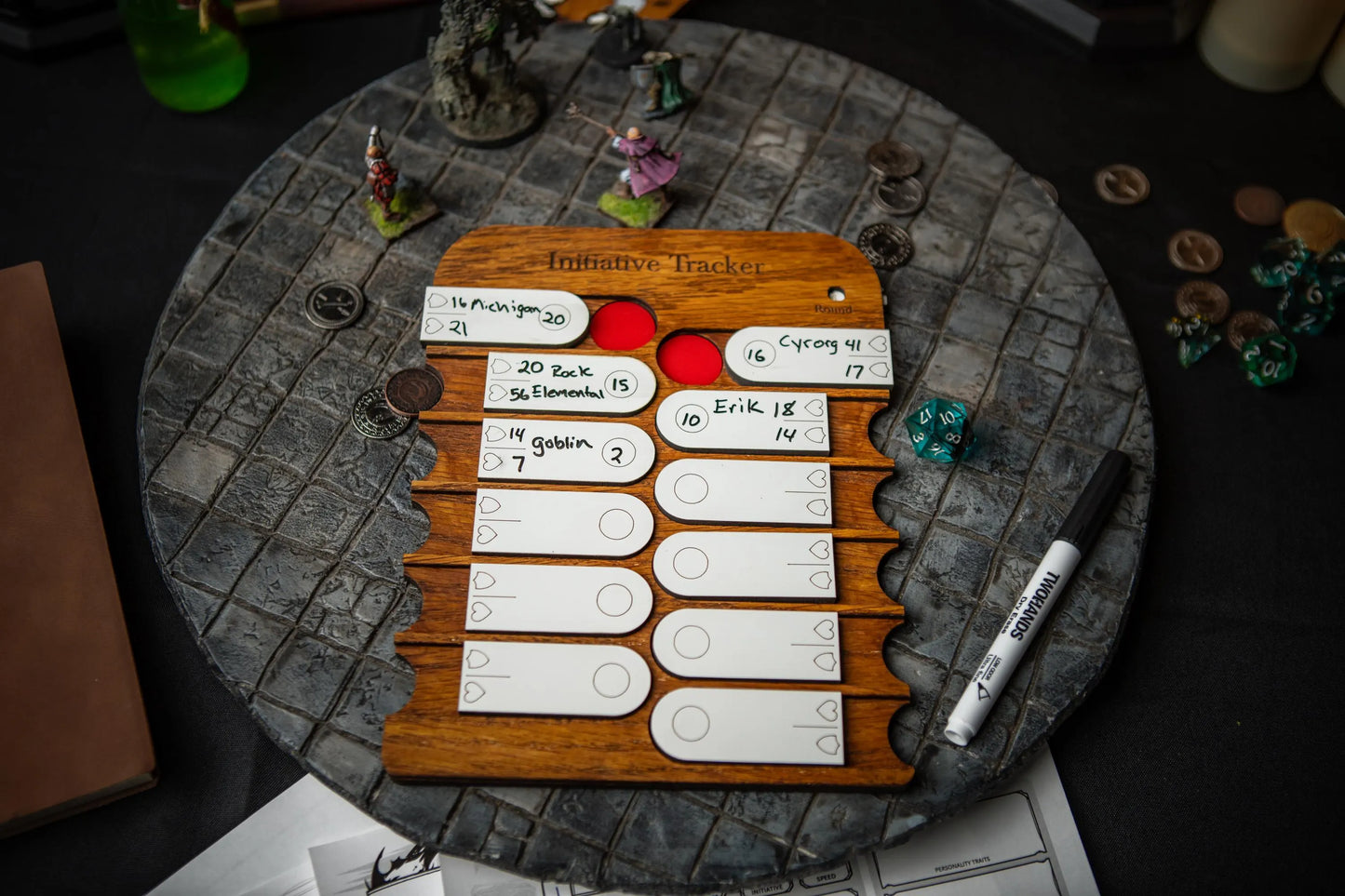 Initiative Tracker - Premium Oak & Acrylic Combat Tracker for TTRPGs