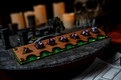 Dice Trainer for D&D & TTRPGs – Oak & Acrylic Dice Display Organizer