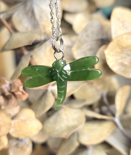 Dragonfly Pendant — 26mm Canadian Nephrite Jade