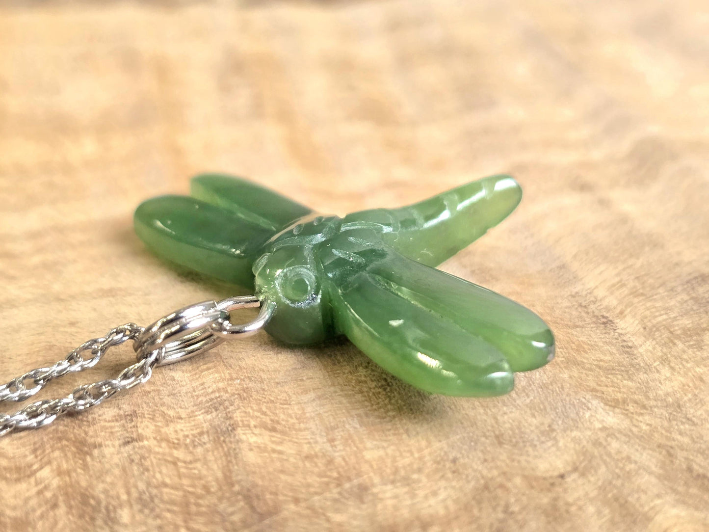 Dragonfly Pendant — 26mm Canadian Nephrite Jade