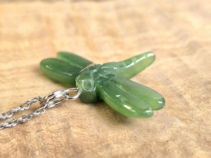 Dragonfly Pendant — 26mm Canadian Nephrite Jade